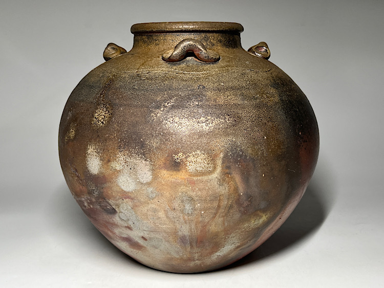 瑞】備前焼 四耳付壺 高:23.5cm 在銘 (花器、壷)|売買 瑞】備前焼 四耳付壺 高:23.5cm 在銘 (花器、壷)|売買