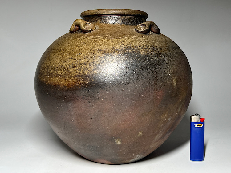 瑞】備前焼 四耳付壺 高:23.5cm 在銘 (花器、壷)|売買 瑞】備前焼 四耳付壺 高:23.5cm 在銘 (花器、壷)|売買