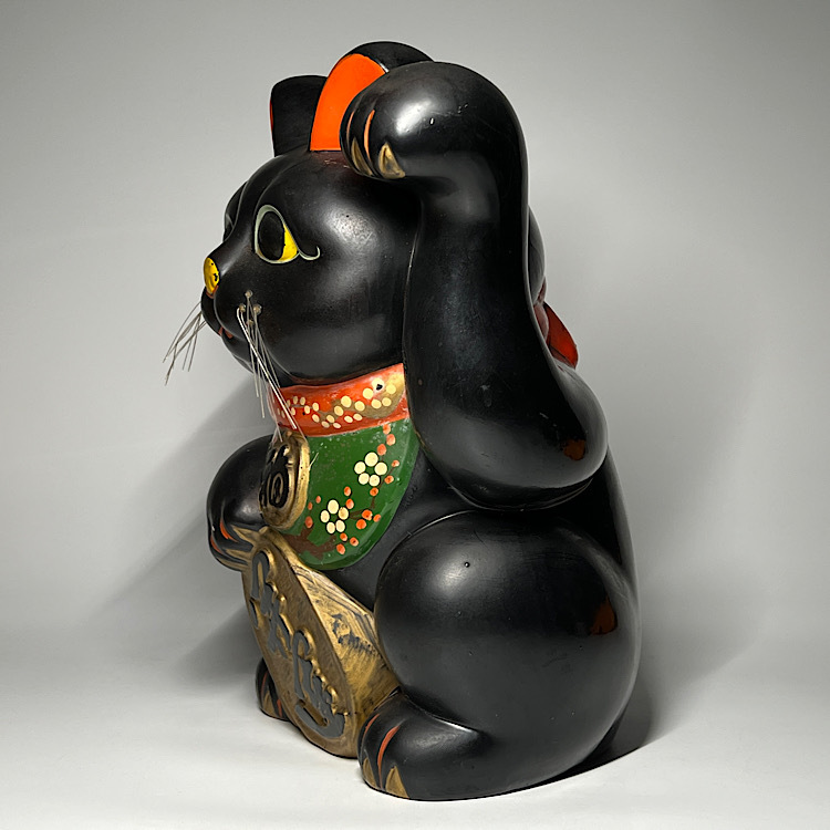 瑞】招き猫 黒猫 置物 陶器 商売繁盛 昭和レトロ 開運 縁起物 瑞】招き猫 黒猫 置物 陶器 商売繁盛 昭和レトロ 開運 縁起物