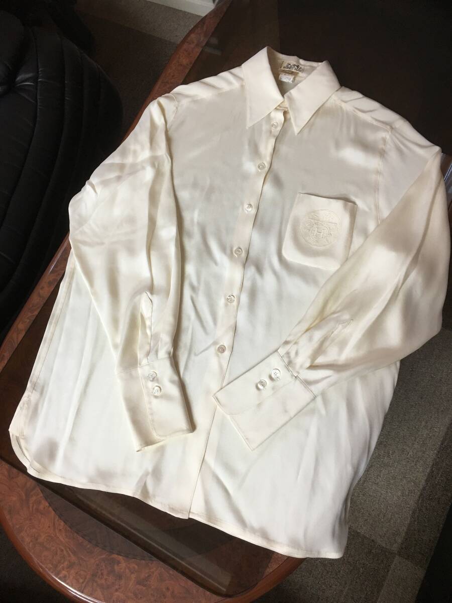 綺麗 HERMES エルメス SILK シルク100% オープンシャツ 綺麗 HERMES エルメス SILK シルク100% オープンシャツ