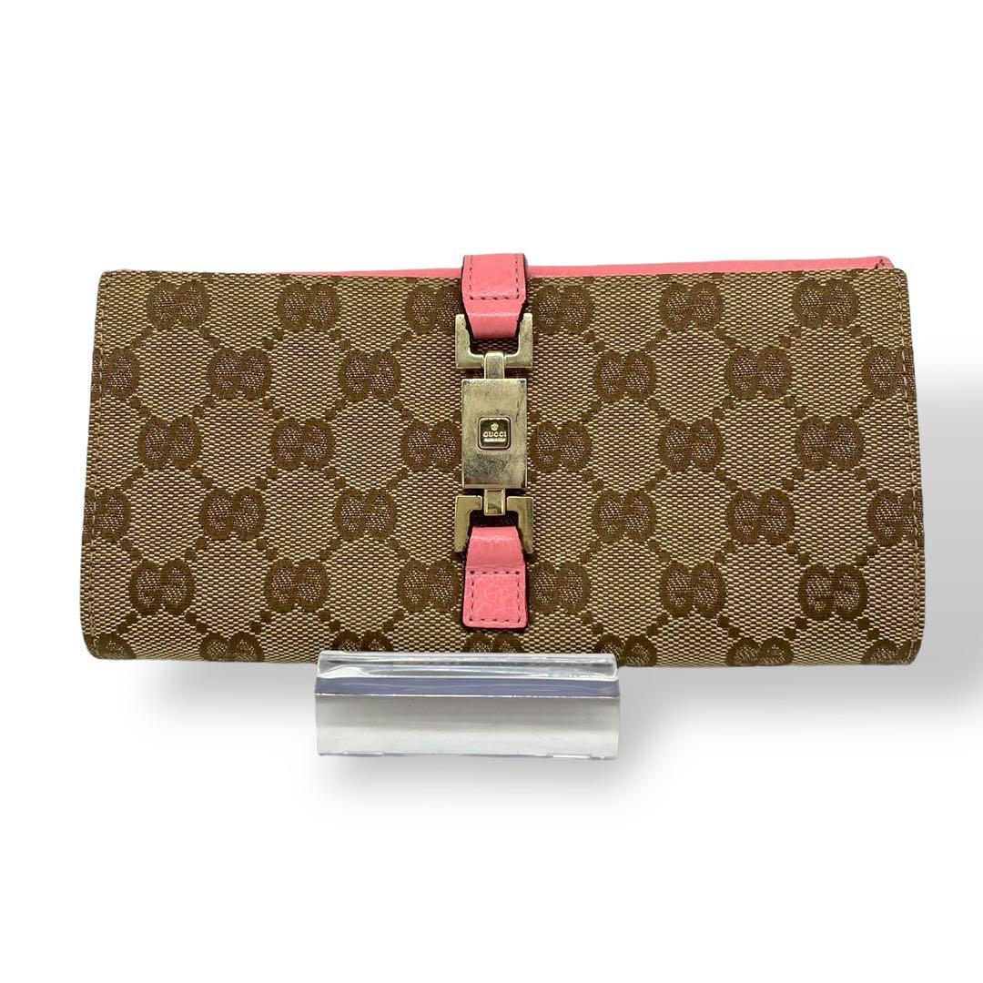 希少 GUCCI グッチ 長財布 ジャッキー GGキャンバス レザー 希少 GUCCI グッチ 長財布 ジャッキー GGキャンバス レザー