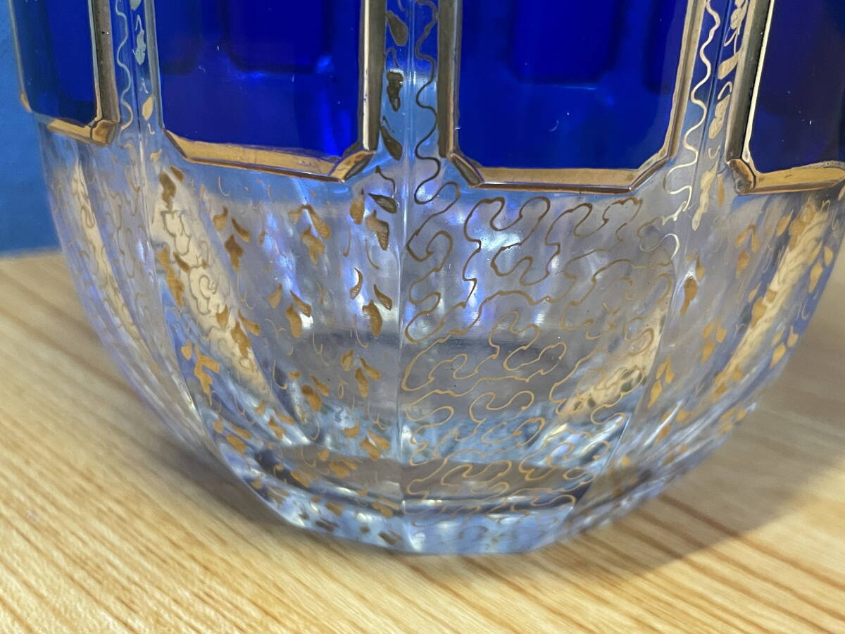 BOHEMIA Cristal - ボヘミアングラス 花瓶 ブルー 未使用の通販