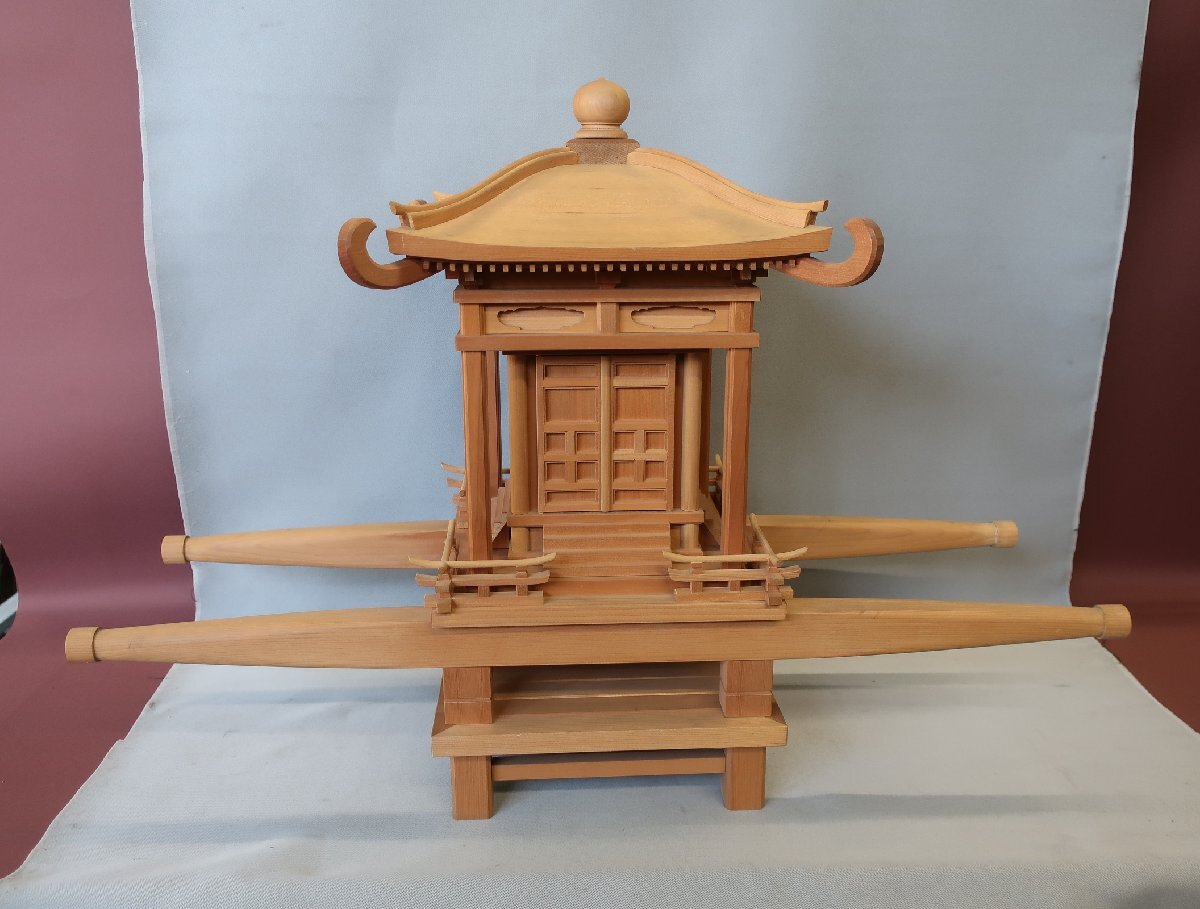 【K-2226】御神輿　お神輿　飾神輿　飾臺付　木地　新品未使用