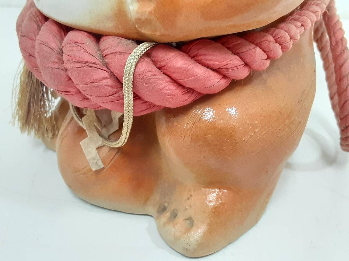 初だし】幸綱 作 たぬき 置物/約15×14×21cm/タヌキ/狸/縁起物/お