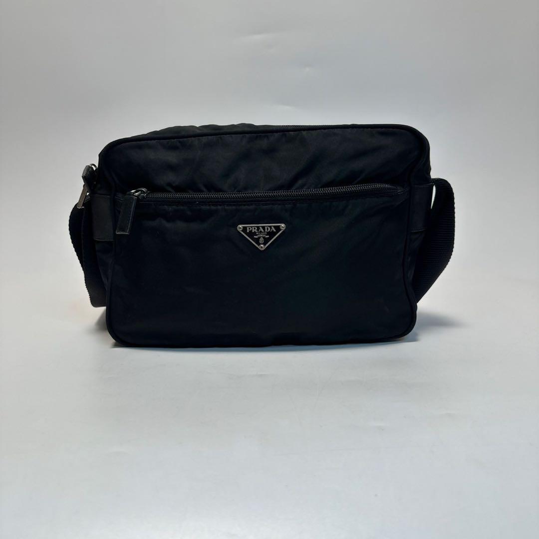 o25【美品】プラダ PRADA 三角ロゴ ナイロン レザー ブラック 黒 o25【美品】プラダ PRADA 三角ロゴ ナイロン レザー ブラック 黒