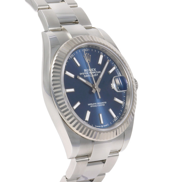 ロレックス ROLEX デイトジャスト 41 126334 ブライトブルー/バー文字盤 中古 腕時計 メンズ