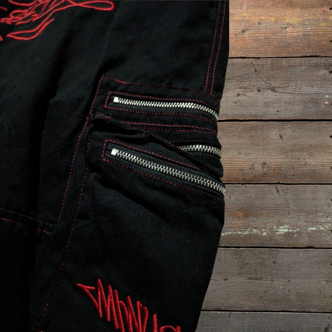 正規品 限定 MINUS TWO Y2K ワイド カーゴパンツ デビル刺繍 黒 正規品 限定 MINUS TWO Y2K ワイド カーゴパンツ デビル刺繍 黒