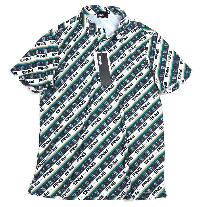 T114 新品 PING GOLF ピン ゴルフ 上下セット 総柄ロゴ 半袖