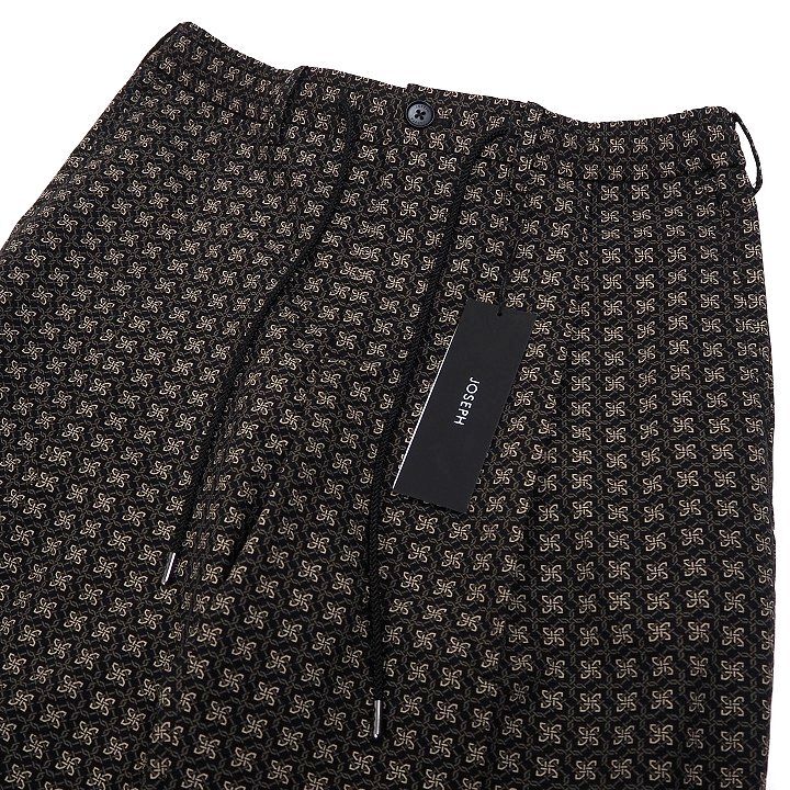 R759 新品 JOSEPH HOMME ジョセフ オム 春夏 イージー パンツ 総柄 テーパード 定価29700円 ブラック サイズ48_画像3