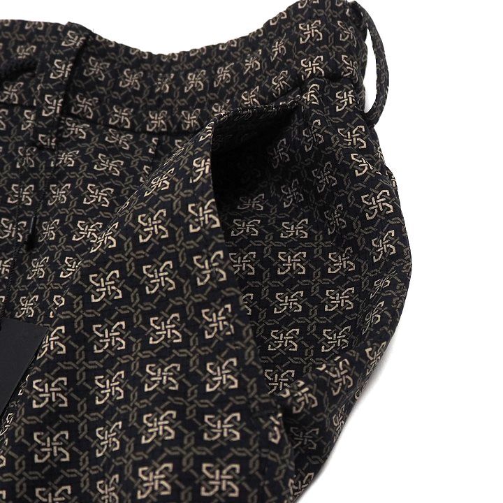 R759 新品 JOSEPH HOMME ジョセフ オム 春夏 イージー パンツ 総柄 テーパード 定価29700円 ブラック サイズ48_画像6