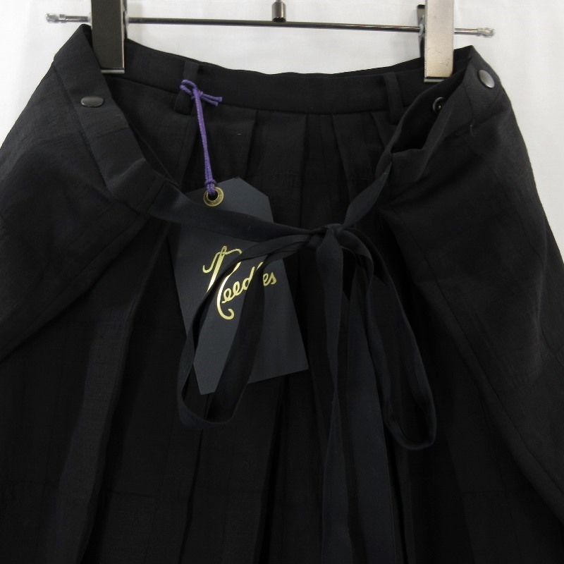 NEEDLES ニードルス ハカマパンツ QV089 25SS Hakama Pant ? Black Block Jacquard Rayon Wool 日本制 ブラック 黒 M 71011970
