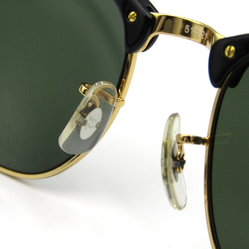 美品 Ray-Ban レイバン サングラス RB3016 CLUBMASTER 中國(guó)制 クラブマスター ブロウ W0365 ブラック/ゴールド 61002397