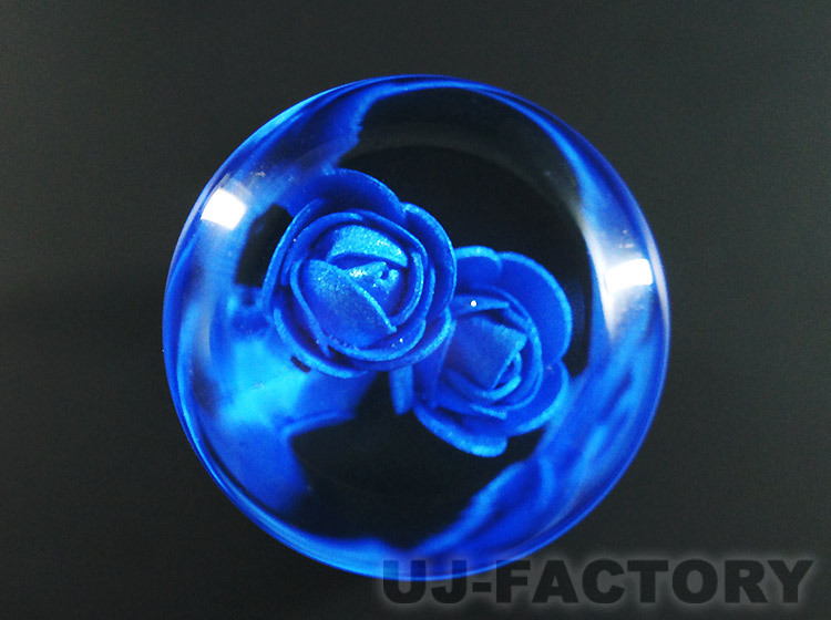 水中花 バラ/薔薇 ブルー ショートシフトノブ 98mm 変換アダプター付 クリスタル トラック デコトラ 舊車 軽トラ マニュアル レトロ (A-6)