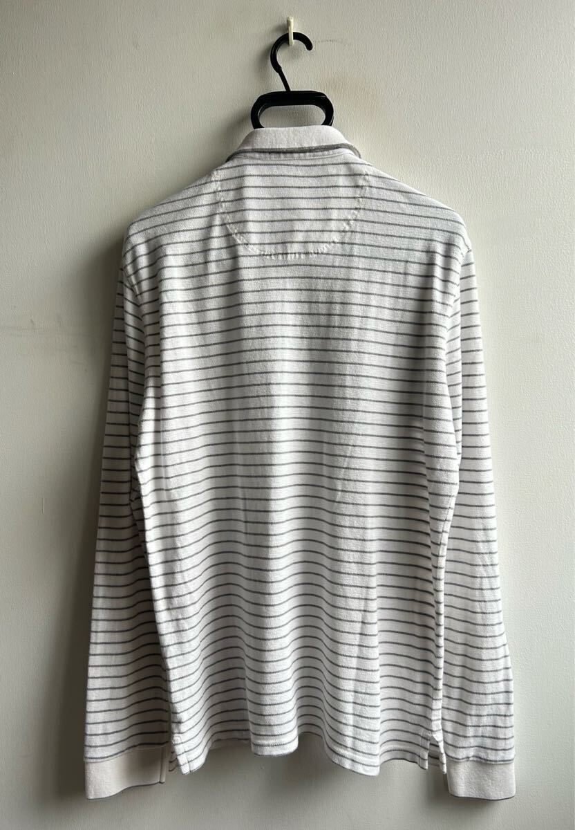 美品】BURBERRY LONDON ポロシャツ 長袖 メンズ M ボーダー 白 美品】BURBERRY LONDON ポロシャツ 長袖 メンズ M ボーダー 白