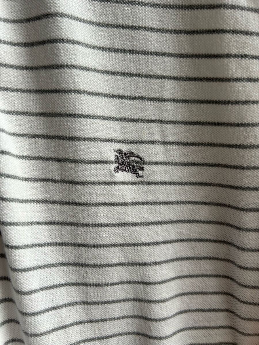 美品】BURBERRY LONDON ポロシャツ 長袖 メンズ M ボーダー 白 美品】BURBERRY LONDON ポロシャツ 長袖 メンズ M ボーダー 白