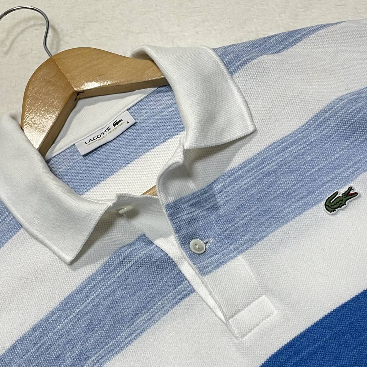 1円〜 美品 LACOSTE ラコステ 日本製 ボーダー柄 半袖ポロシャツ 1円〜 美品 LACOSTE ラコステ 日本製 ボーダー柄 半袖ポロシャツ