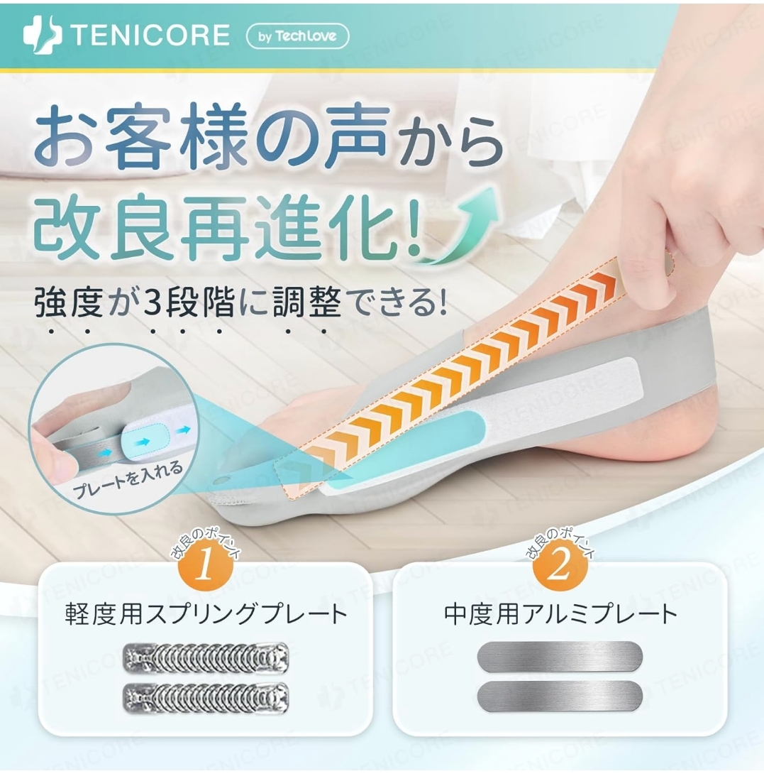 TENICORE　外反拇指サポーター「 2枚入り?薄型調(diào)整固定タイプ」Lサイズ　★新品未使用　●ゴムベルト式、4枚プレートで強化、靴が履ける！