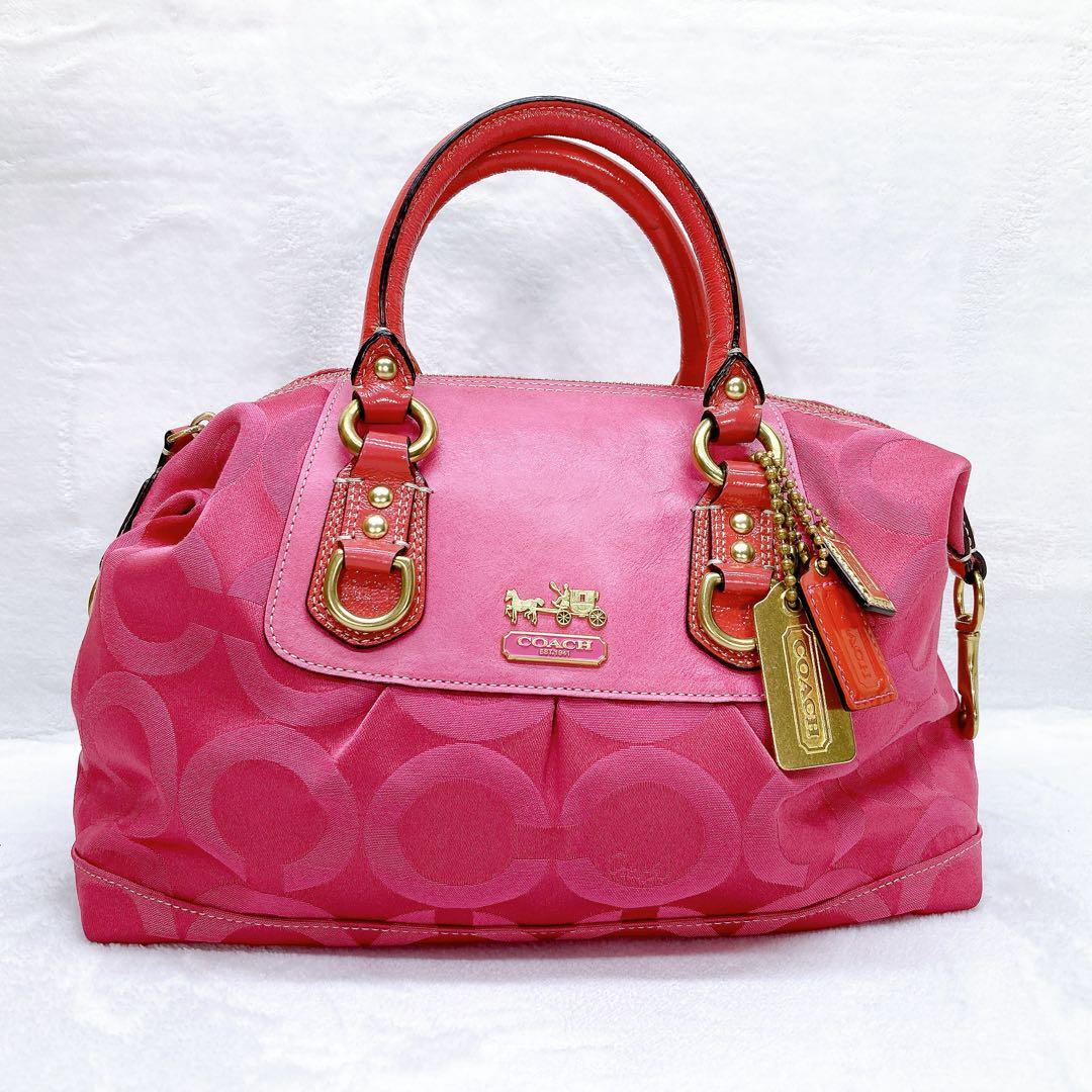 Coach Madison Signature Satchel Bag Pink コーチ 2way Coach Madison Signature Satchel Bag Pink コーチ 2way