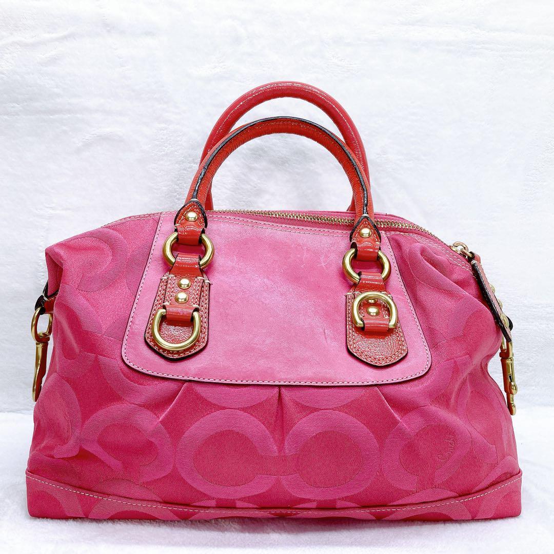 Coach Madison Signature Satchel Bag Pink コーチ 2way Coach Madison Signature Satchel Bag Pink コーチ 2way