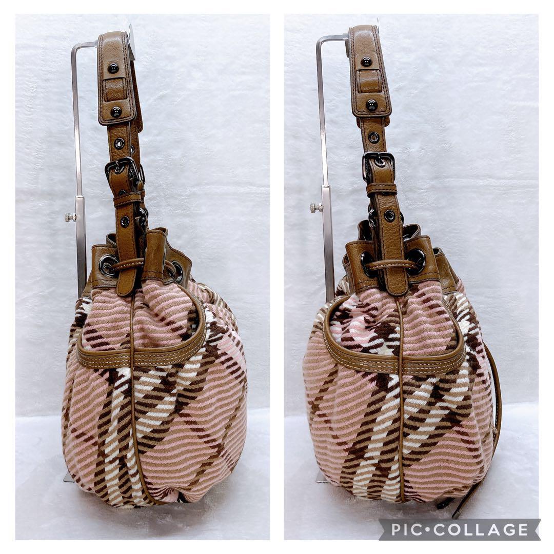 美品バーバリーブルーレーベル ショルダーバッグ 巾着バッグ 美品バーバリーブルーレーベル ショルダーバッグ 巾着バッグ