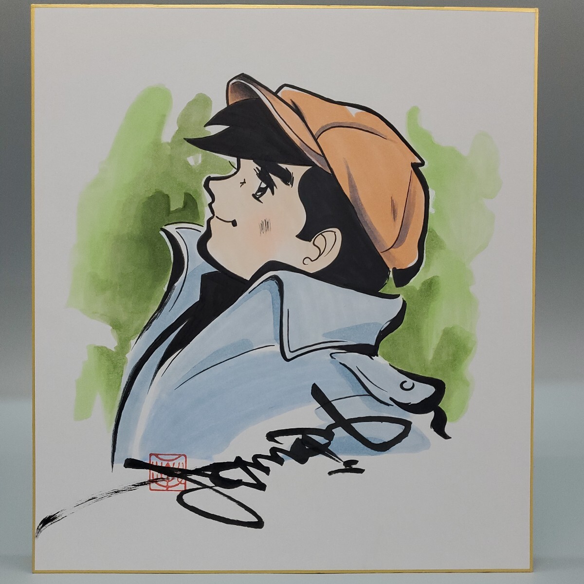 ちばてつや あしたのジョー カラー ペン サイン 色紙 模写 ちばてつや あしたのジョー カラー ペン サイン 色紙 模写