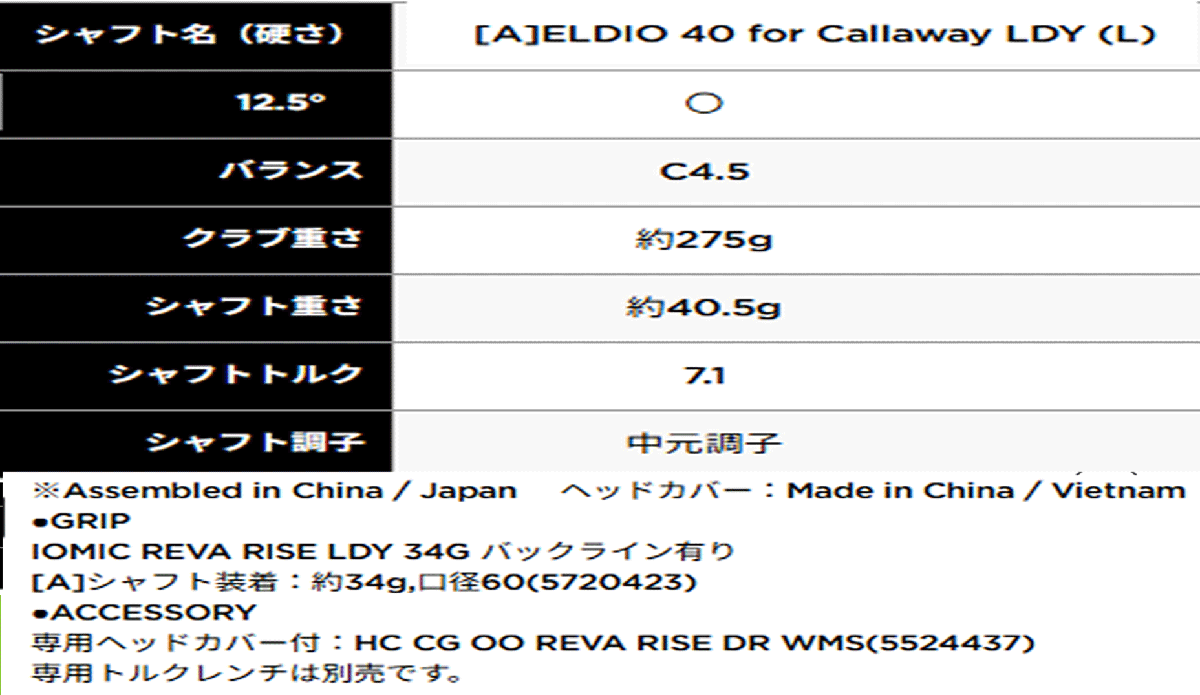 新品■レディース■2025.4■キャロウェイ■REVA RISE■W1:12.5■ELDIO for CALLAWAY カーボン■L■最新フェース、Ai 10x FACEを採用■正規(guī)