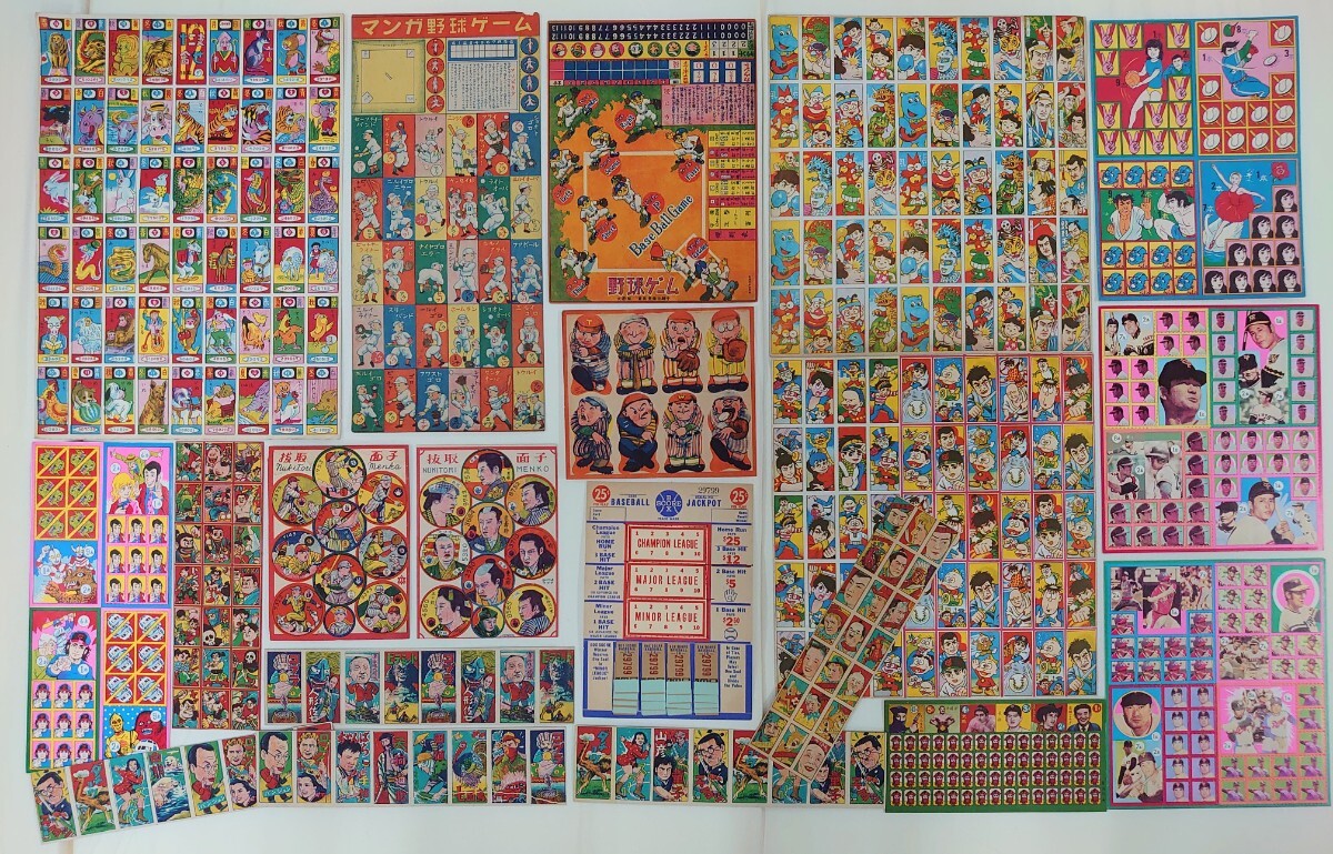 昭和レトロ□野球面子 漫画アニメ くじ紙 めんこシート ゲーム盤 昭和レトロ□野球面子 漫画アニメ くじ紙 めんこシート ゲーム盤