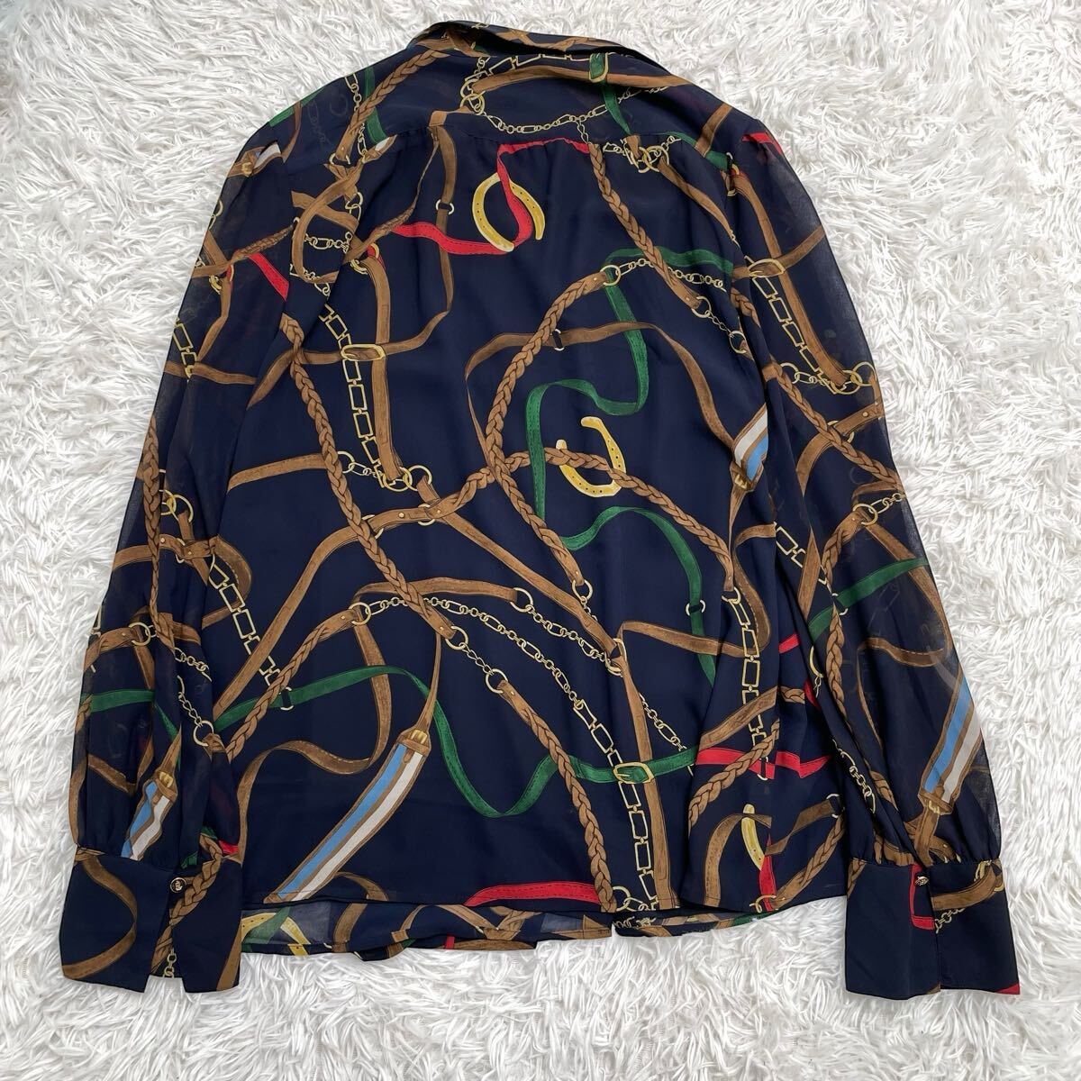 美品】RALPH LAUREN ラルフローレン ボウタイ シャツ ブラウス 美品】RALPH LAUREN ラルフローレン ボウタイ シャツ ブラウス