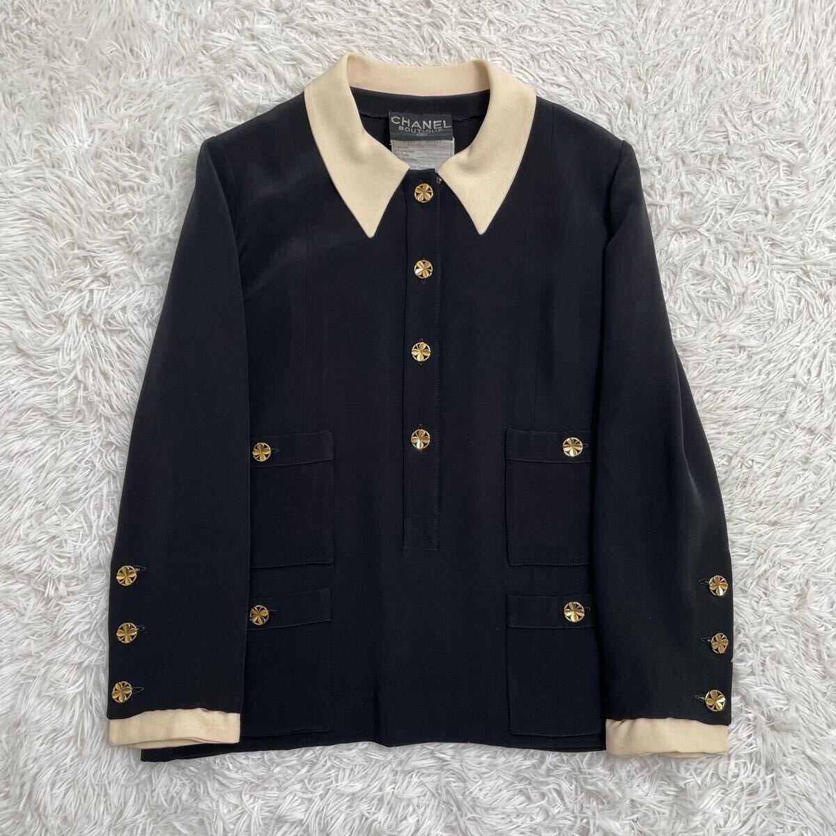 美品】CHANEL シャネル クローバー 金ボタン セットアップ 美品】CHANEL シャネル クローバー 金ボタン セットアップ