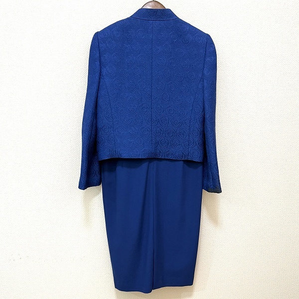 #anc タケオ ニシダ TAKEO NISHIDA ワンピーススーツ 9 青系 セットアップ ツーピース バラ柄 スタンドカラー レディース [938971]