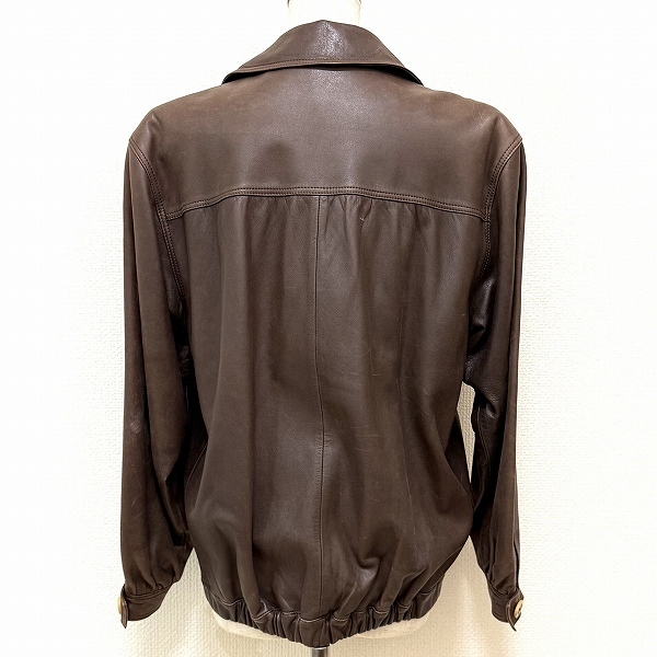 #wnc ロエベ LOEWE ブルゾン 36 茶系 ヴィンテージ レザー アナグラムボタン レディース [934235]