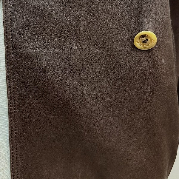 #wnc ロエベ LOEWE ブルゾン 36 茶系 ヴィンテージ レザー アナグラムボタン レディース [934235]