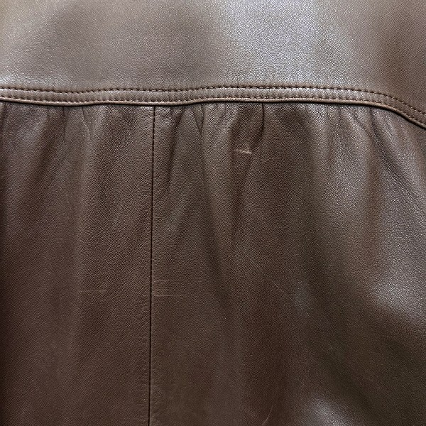 #wnc ロエベ LOEWE ブルゾン 36 茶系 ヴィンテージ レザー アナグラムボタン レディース [934235]