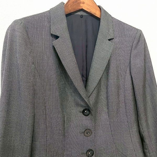 #anc レリアン Leilian スカートスーツ 9 黒系 白 シルク混 レース レディース [937761]_画像3