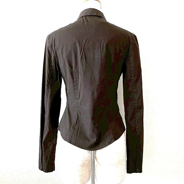 #anc プラダ PRADA シャツ ブラウス 38 こげ茶 スナップボタン イタリア制 レディース [893538]