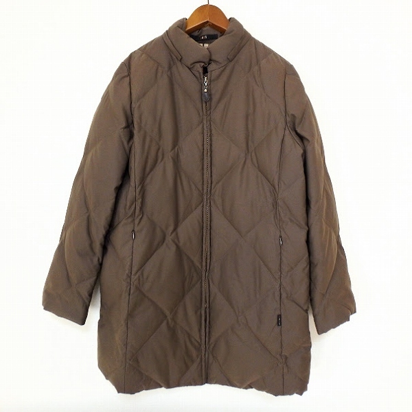 #wnc ダックス DAKS ダウンコート 38 茶 ジップアップ ハイネック レディース [821696]