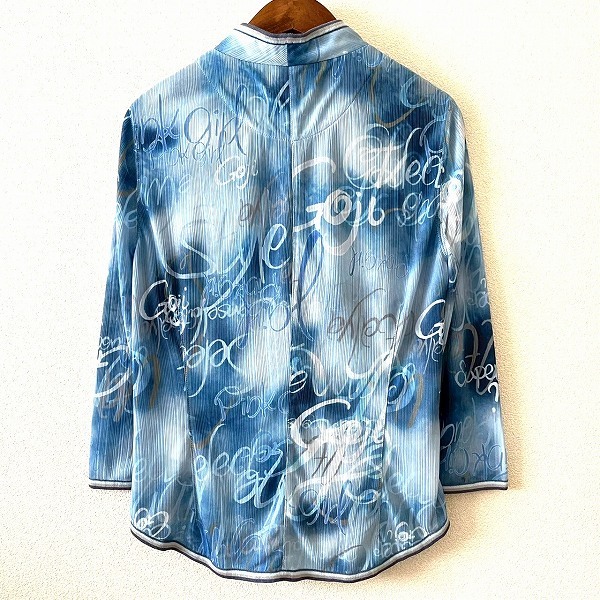 #anc GKITALIYA 伊太利屋 カーディガン 9 青 水色 薄手 ジップアップ ラインストーン 柄 レディース [906671]