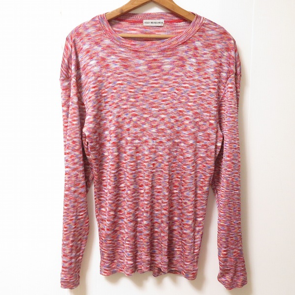 #apc イッセイミヤケメン ISSEY MIYAKE MEN ニット セーター M 赤 マルチ 薄手 メンズ [942114]