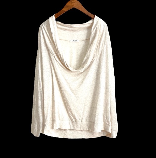 #anc ダナキャランニューヨーク DKNY カットソー L 白 変形 レディース [614321]