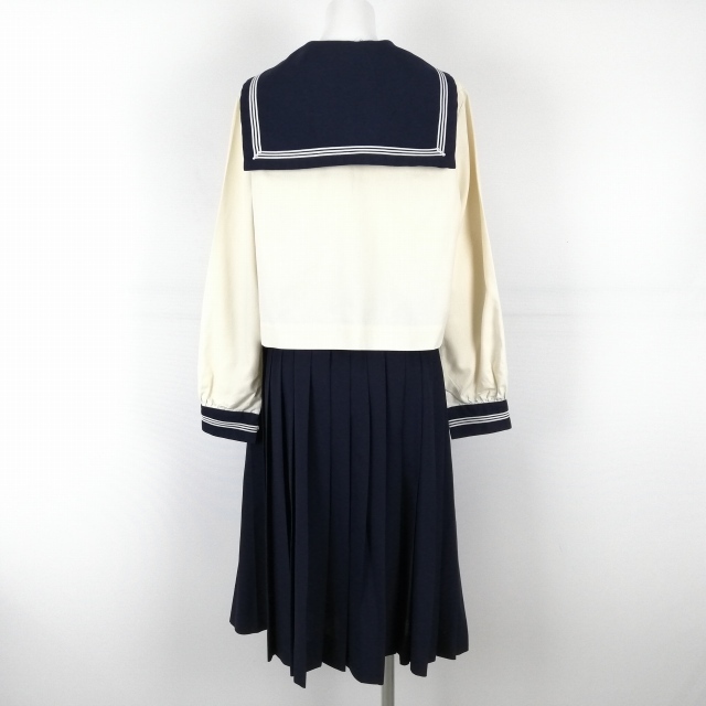 1円 セーラー服 スカート 上下3点セット L 中間服 白3本線 女子 1円 セーラー服 スカート 上下3点セット L 中間服 白3本線 女子