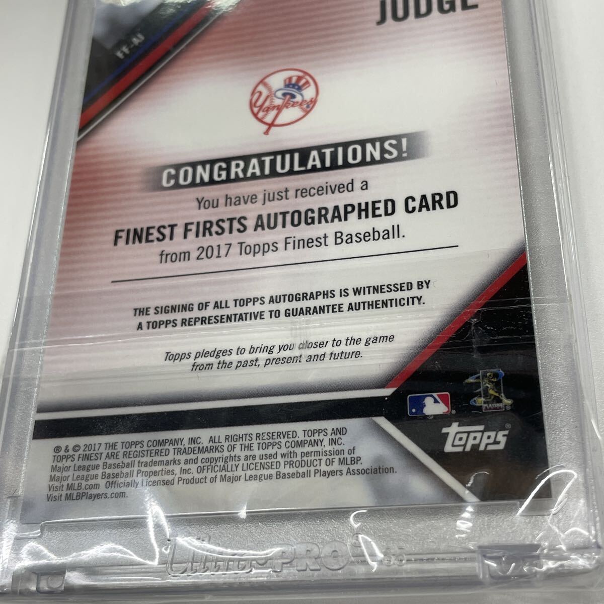 B4【個人保管品】/ Topps finest AARON JUDGE 直筆サインカード B4【個人保管品】/ Topps finest AARON JUDGE 直筆サインカード