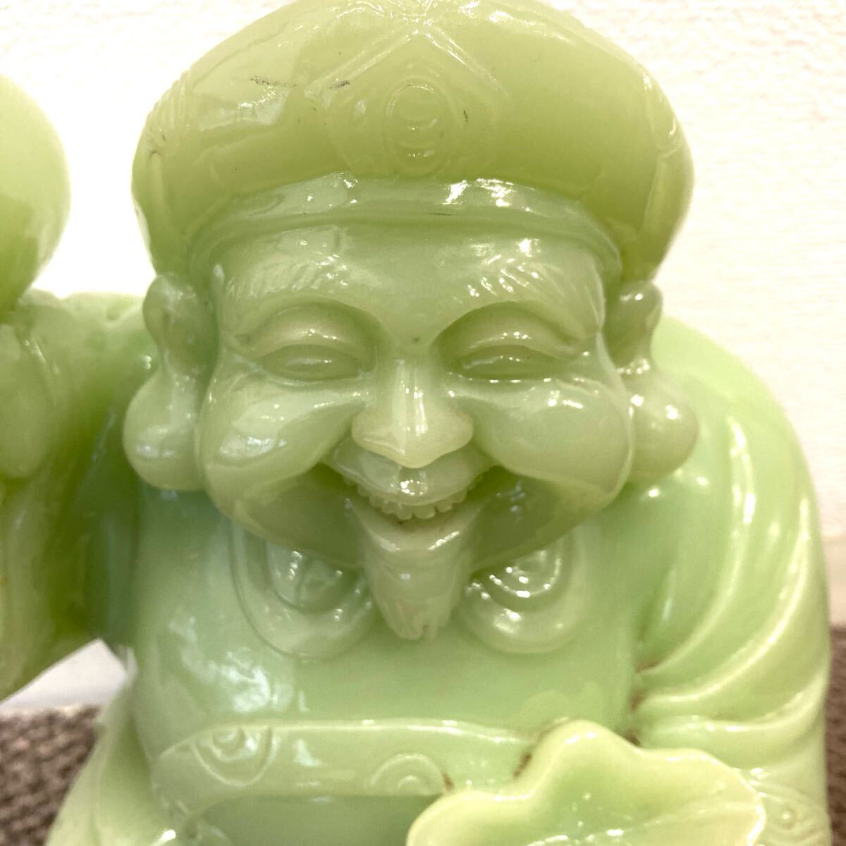 TA☆1円~ 保管品 七福神 大黒天 緑石 翡翠 ひすい 石 TA☆1円~ 保管品 七福神 大黒天 緑石 翡翠 ひすい 石