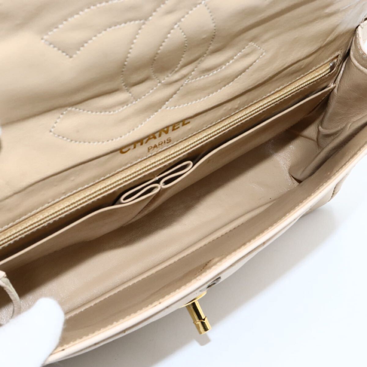 CHANEL 美品 シャネル ラムスキン パリ限定 Wフラップ CHANEL 美品 シャネル ラムスキン パリ限定 Wフラップ