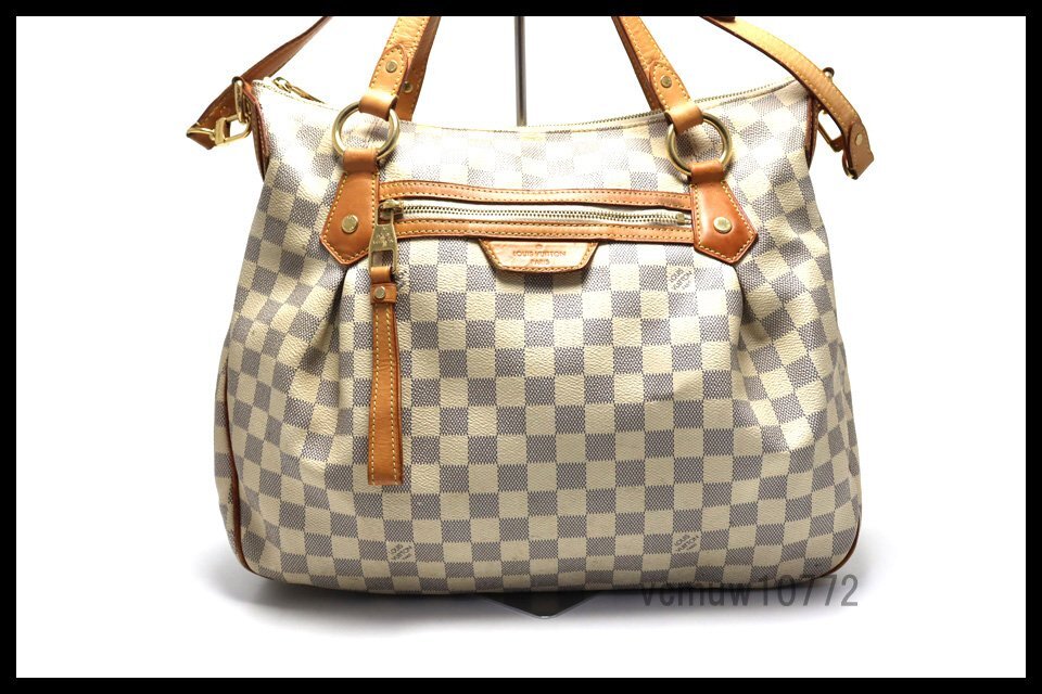 近年モデル希少美中古■LOUIS VUITTON ダミエアズール イーヴォラMM レザー 2way ハンドバッグ ルイヴィトン■0327mj0726686