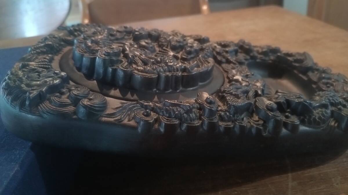 中国 硯 龍彫刻