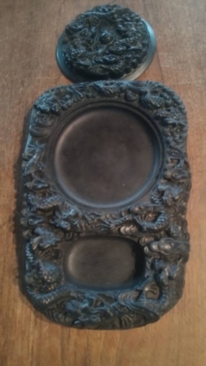 中国 硯 龍彫刻