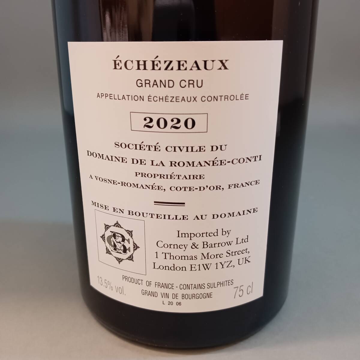 ◇DRC エシェゾー ECHEZEAUX ロマネコンティ2020 空ボトル 空瓶 ◇DRC エシェゾー ECHEZEAUX ロマネコンティ2020 空ボトル 空瓶