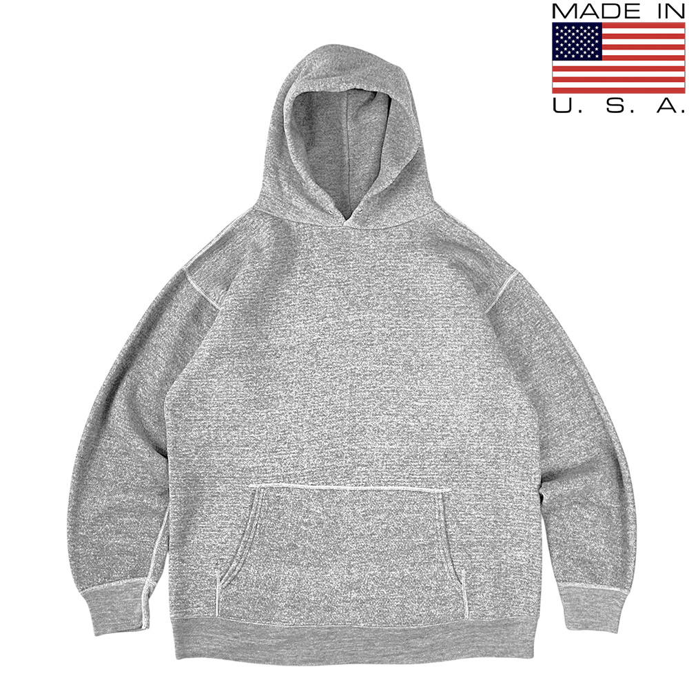 極上 60s ビンテージ MADE IN USA製 無地 スウェット パーカー XL 美品 ビッグサイズ 4本針 セットイン 霜降り グレー USA 古着 // 50s 70s_画像1