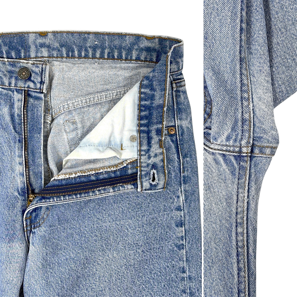 美色 80s MADE IN USA製 Levi's 505 W32 CARE入期 霜降り アイスブルー 耳全開 カットオフ 美品 アメリカ製 リーバイス 米国製 古着 // 501_画像9