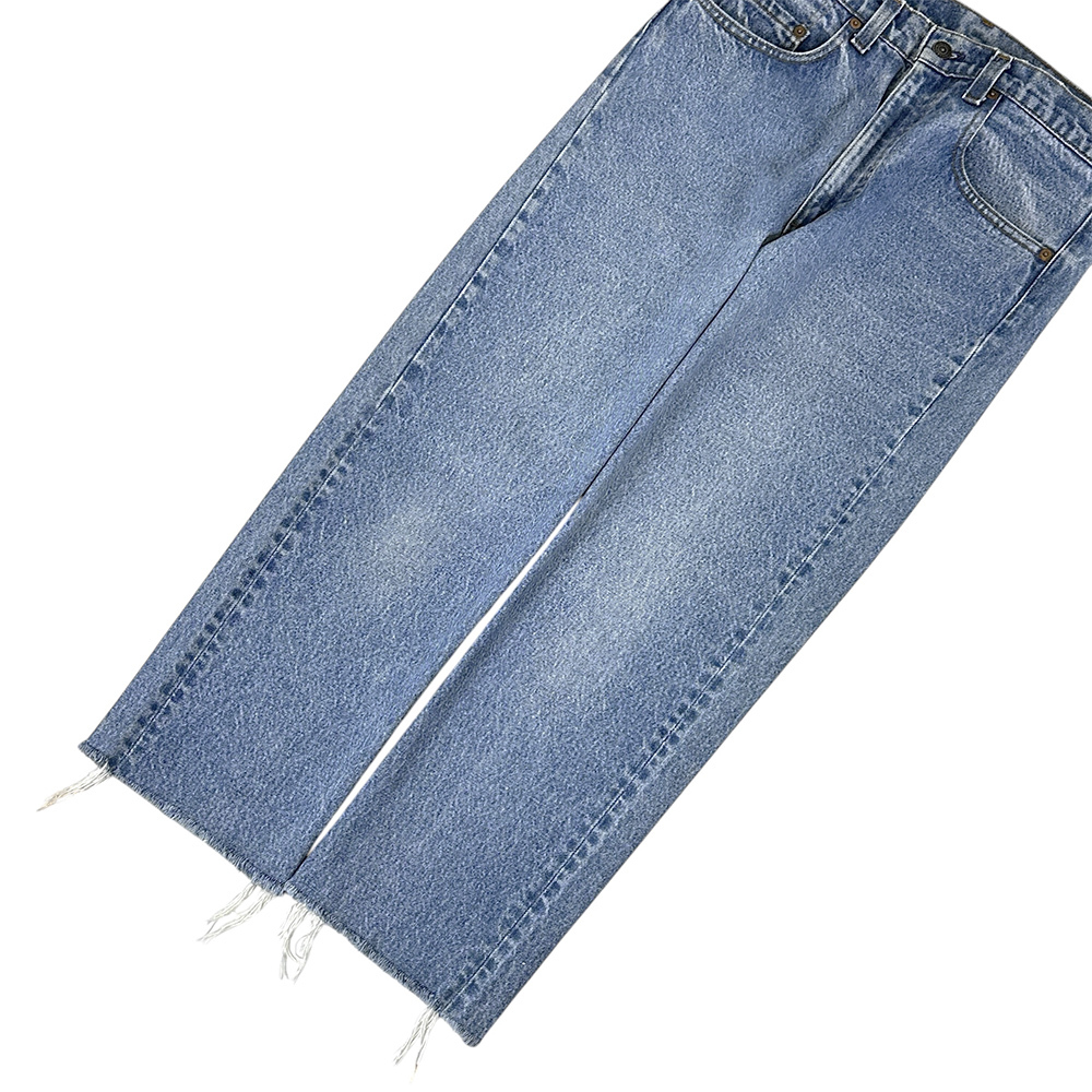 美色 80s MADE IN USA製 Levi's 505 W32 CARE入期 霜降り アイスブルー 耳全開 カットオフ 美品 アメリカ製 リーバイス 米国製 古着 // 501_画像6